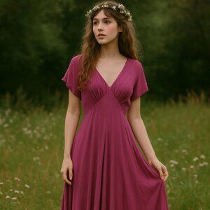 Handmade Vintage Fairy Maxi Dress Size S Purple Pink Flowy Boho Romantic Y2K 90s